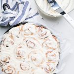 Dairy free cinnamon rolls with icing.