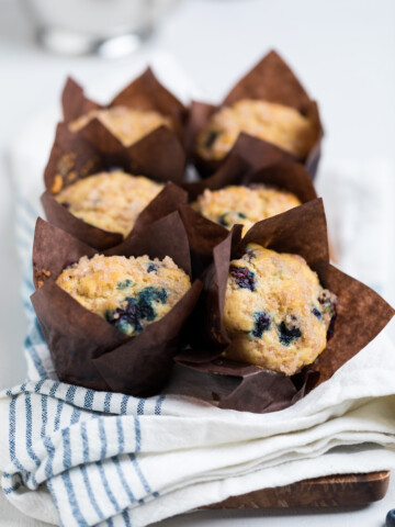 a batch of vegan blueberry muffins.