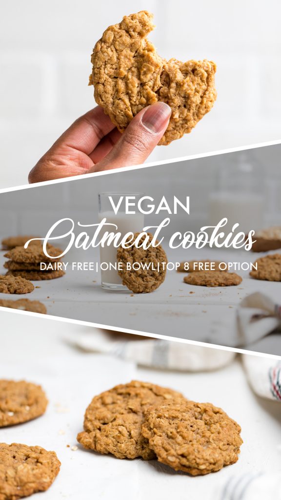 a collage of vegan oatmeal cookies.