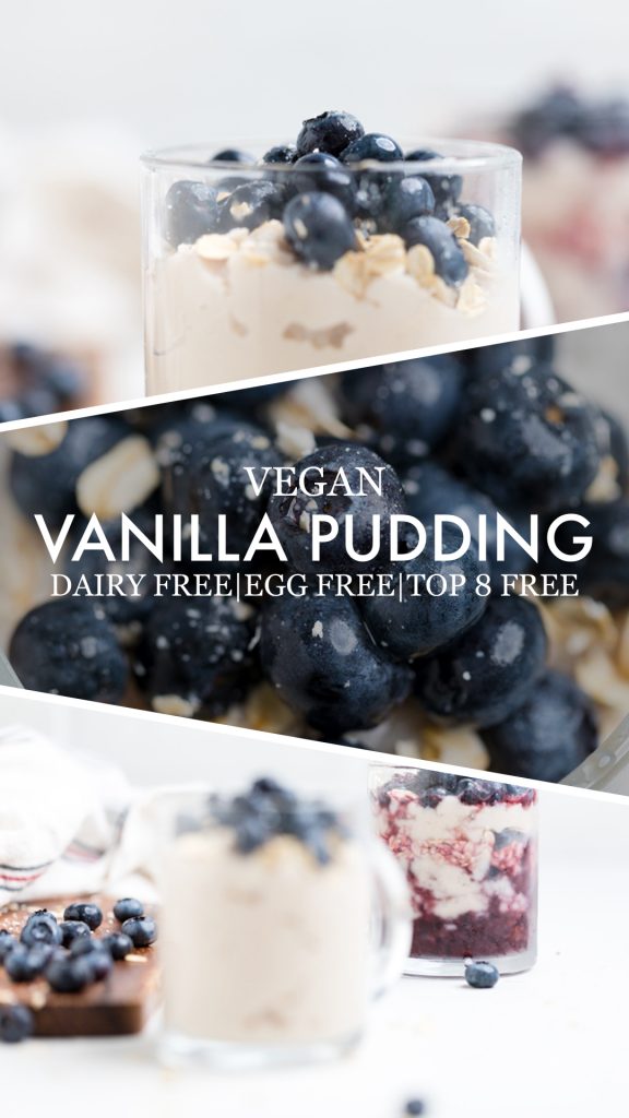 collage of vegan vanilla pudding.
