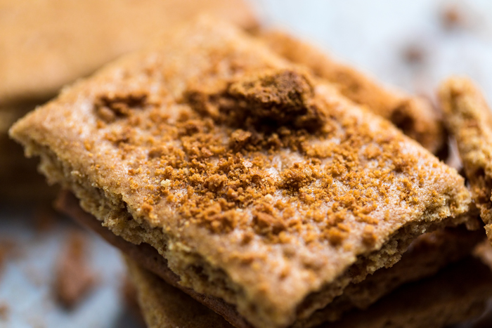 a vegan graham cracker with crumbles on top.