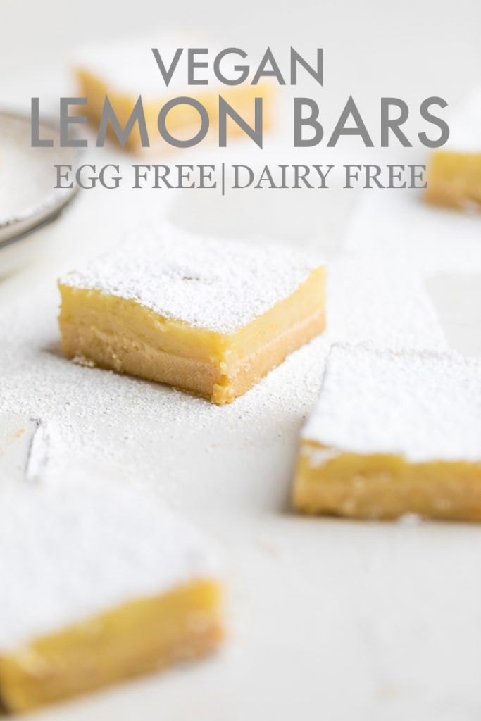 the words vegan lemon bars overlayed onto lemon bars.