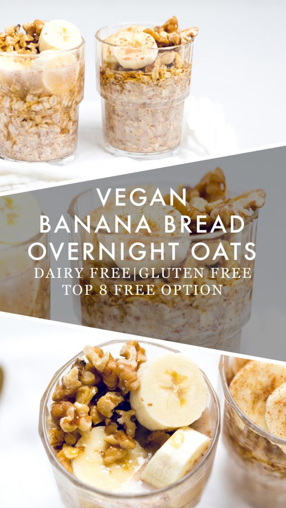 collage of vegan banana bread overnight oats.