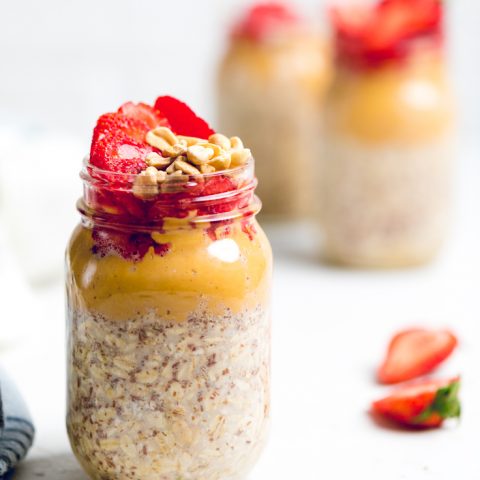 Vegan Peanut Butter and Jelly Overnight Oats - Make It Dairy Free