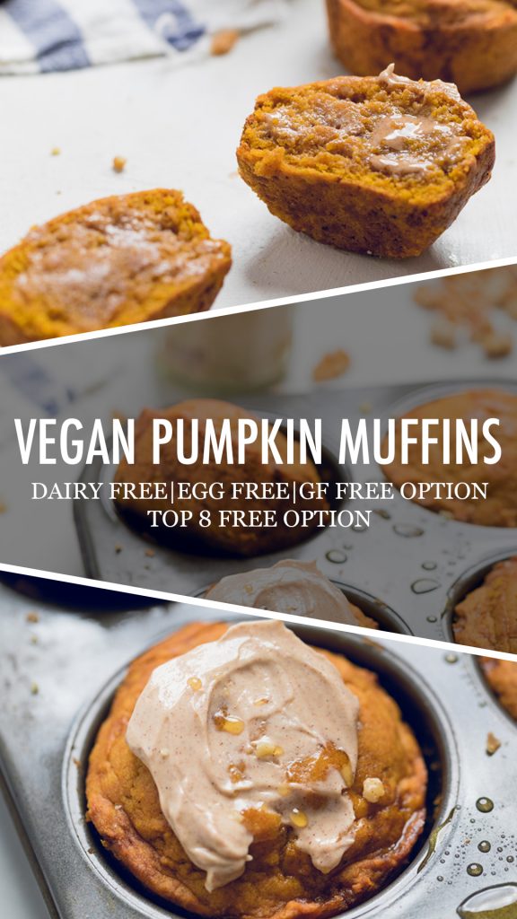 Collage of Vegan pumpkin muffins.