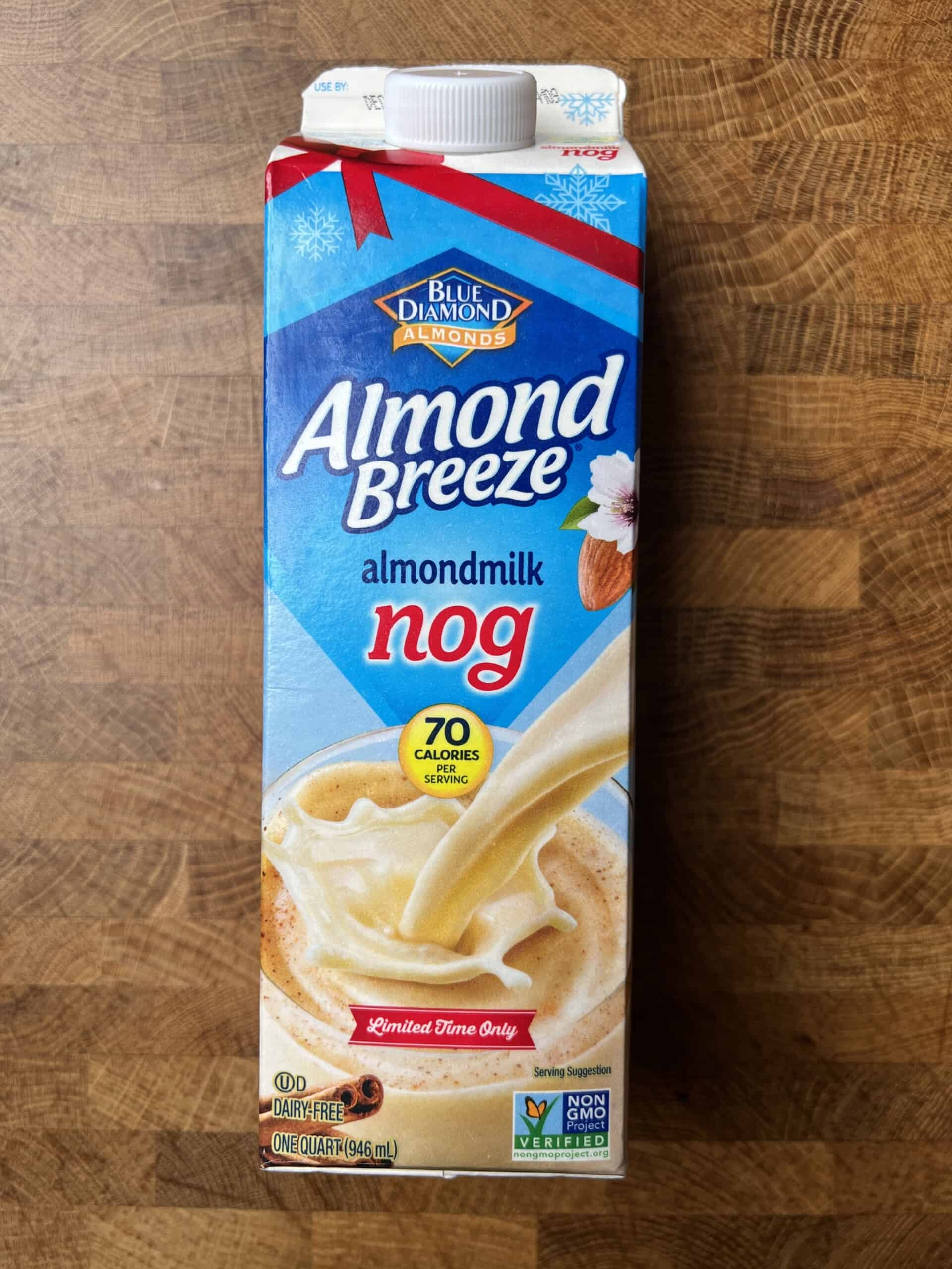 Almond Breeze Almond Nog carton.
