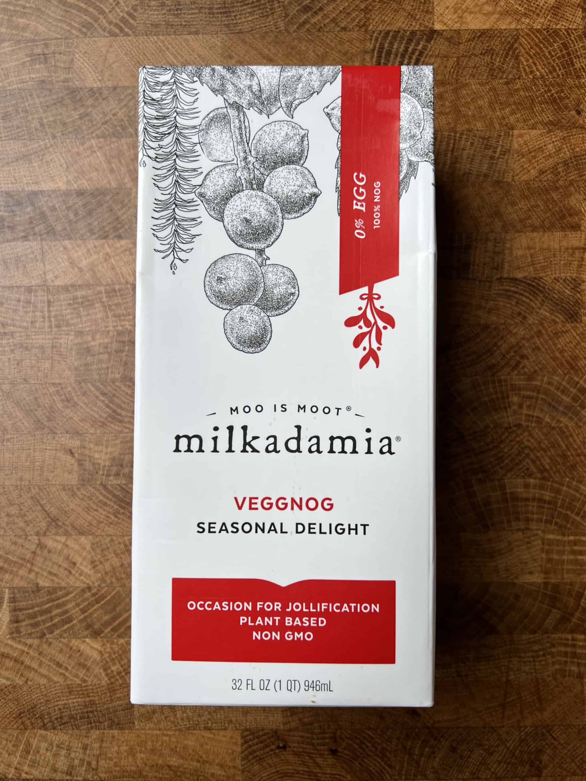 Milkadamia VeggNog carton.