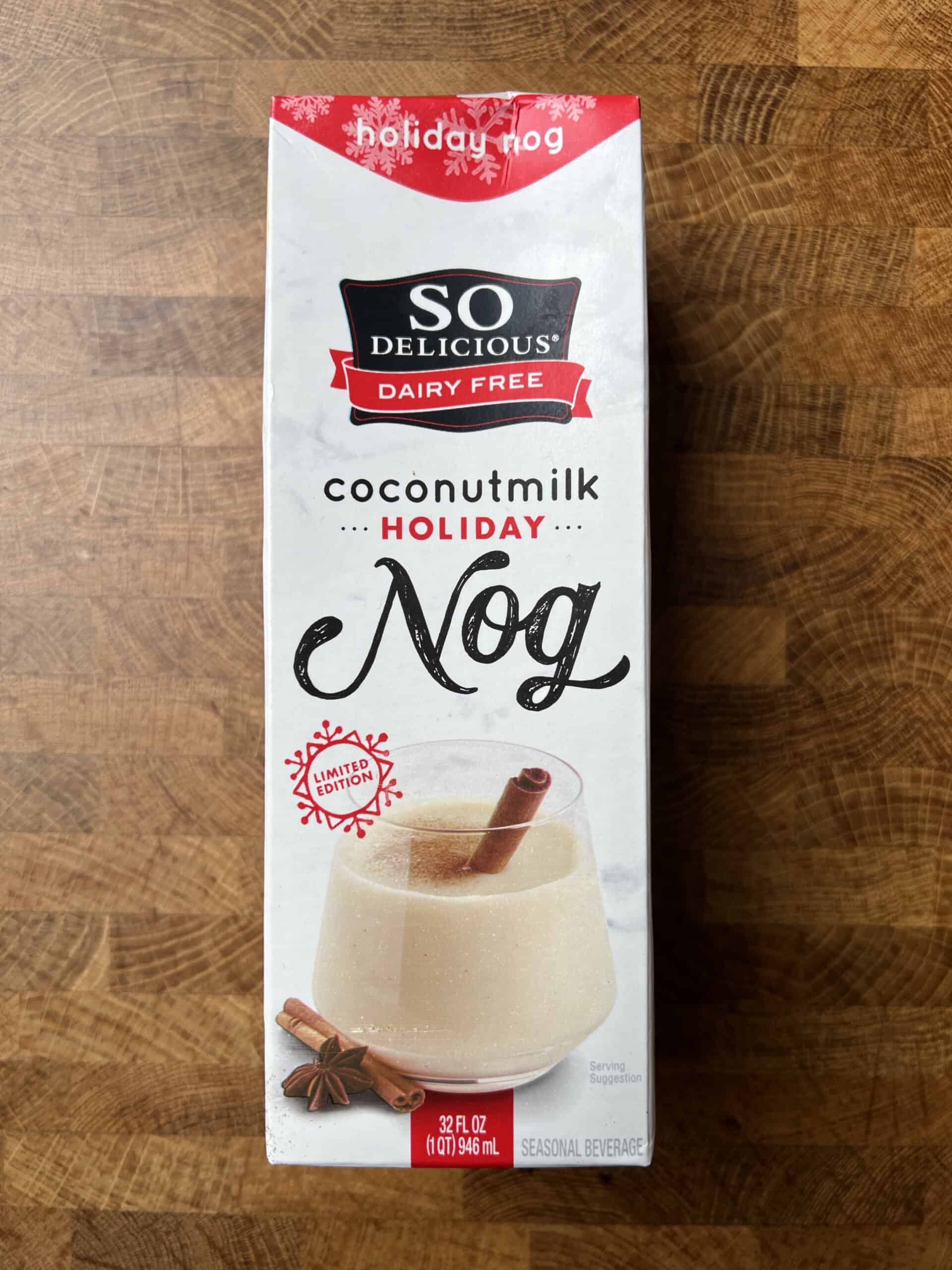 So Delicious Coconutmilk Holiday Nog carton.