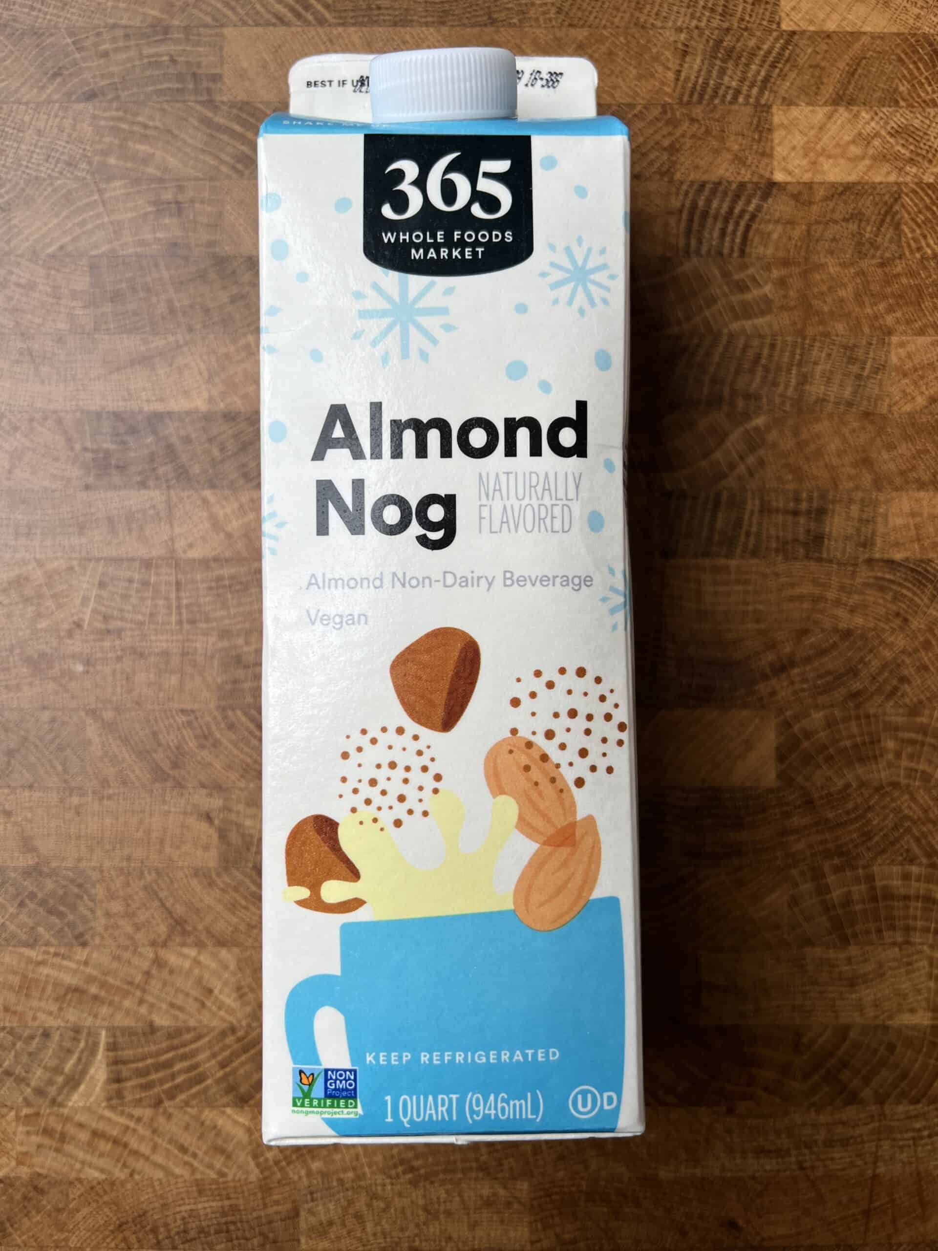 365 Whole Foods Market Almond Nog carton.