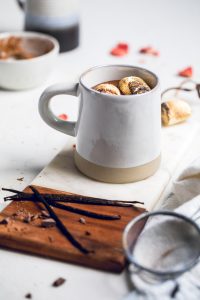 A mug of vegan Neapolitan hot chocolate.