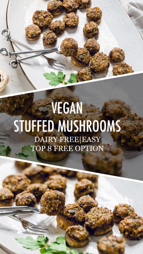 A collage of vegan stuffed mushrooms.