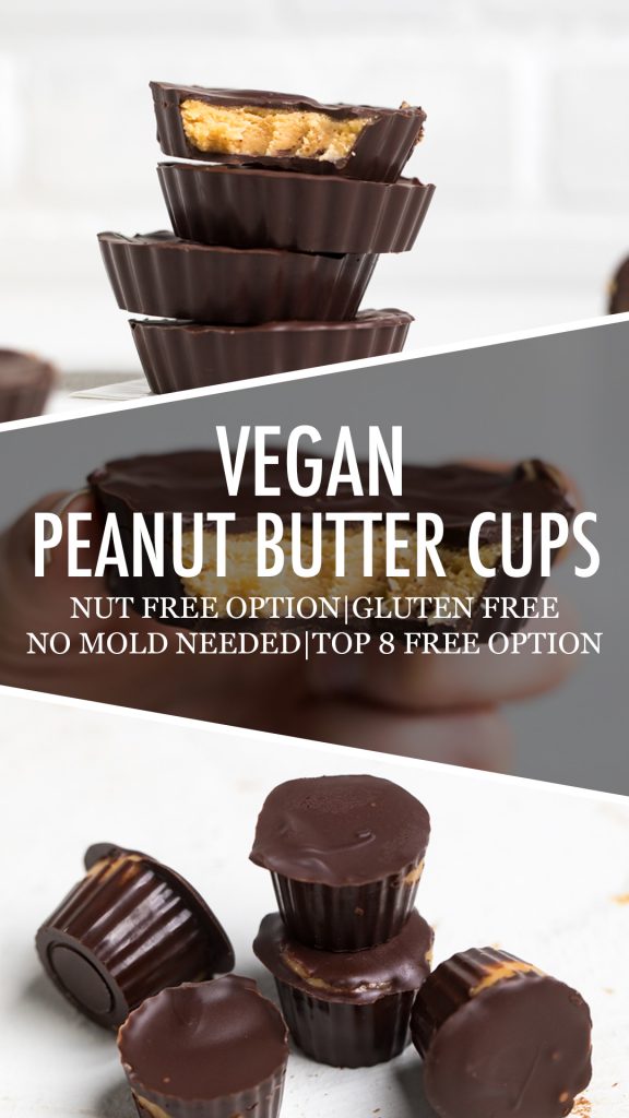 A collage of vegan peanut butter cups.