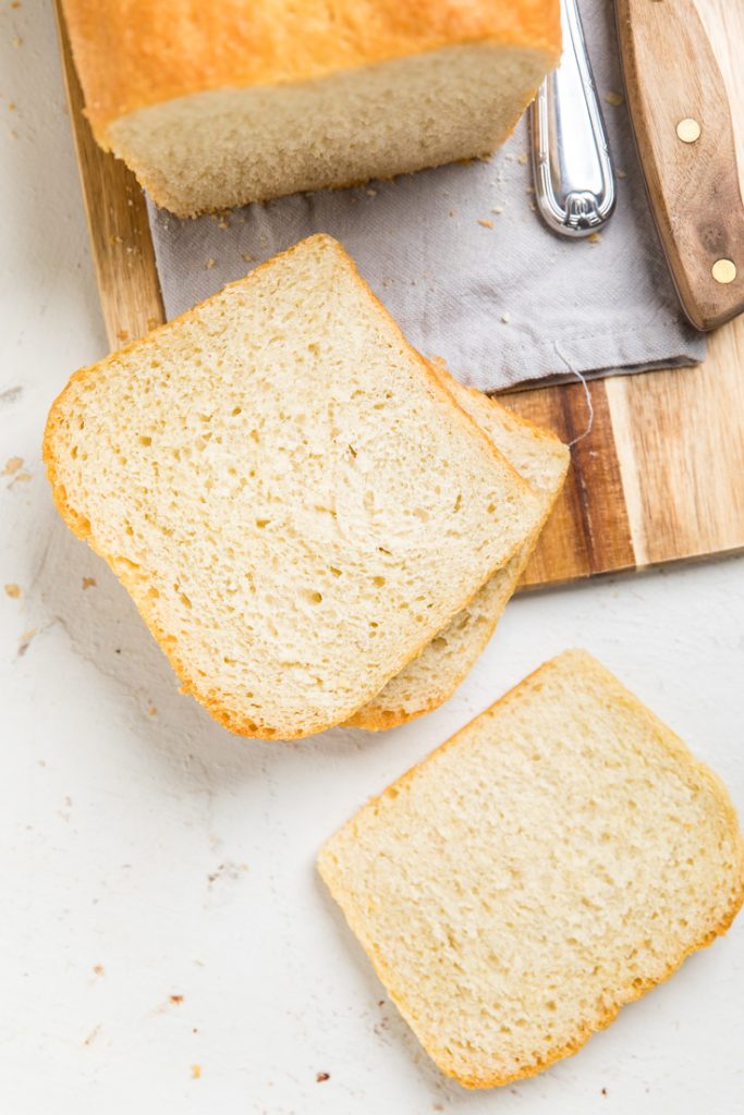 Slices of easy vegan white bread.