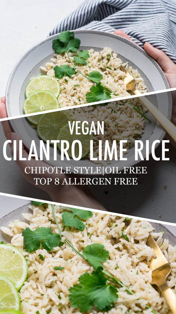 a collage of vegan cilantro lime rice.