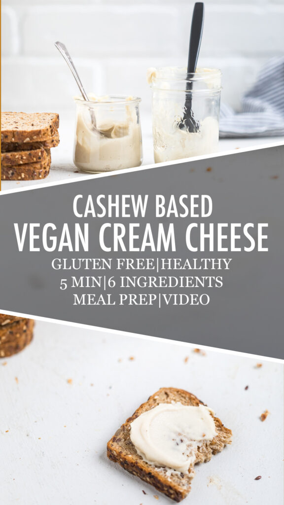 Collage of Cashew based vegan cream cheese.