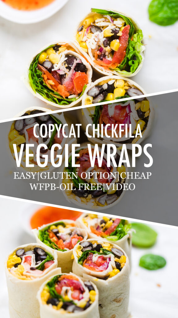 A collage of Copycat Chick-fil-A veggie wraps.