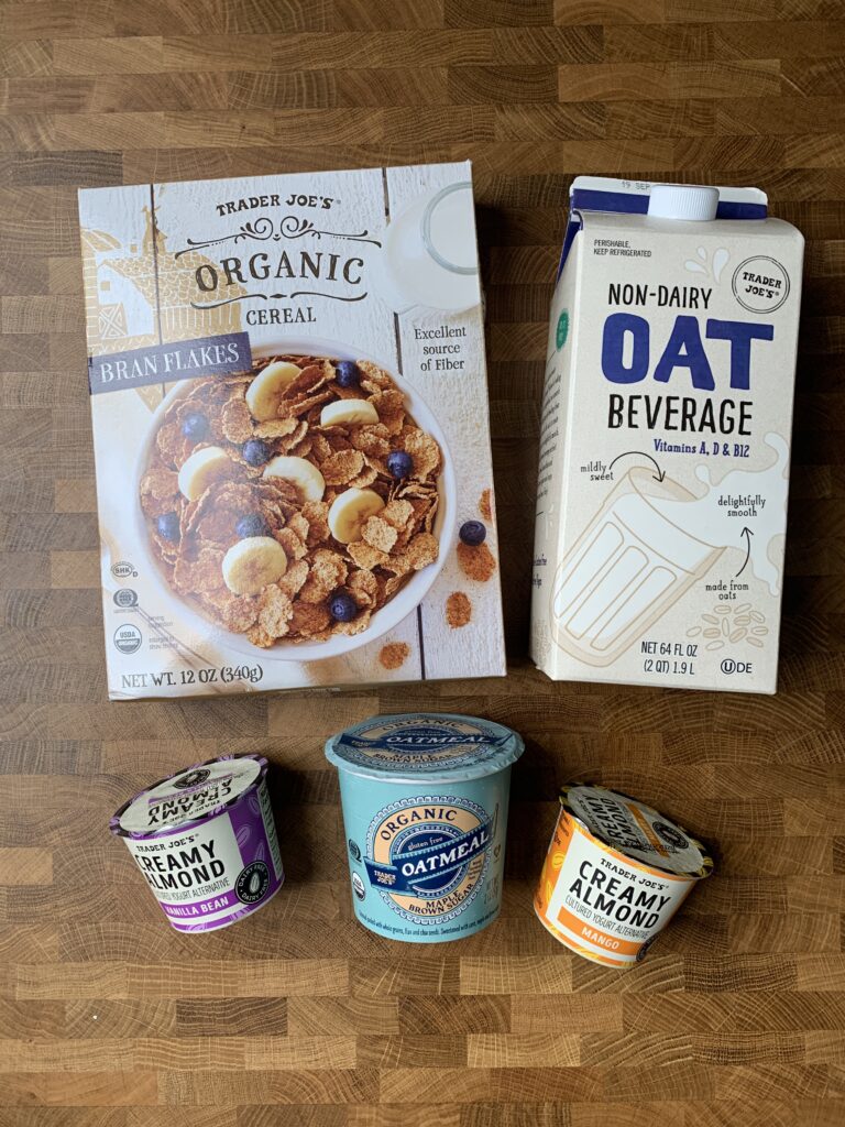 Assortment of Vegan breakfast items from trader joes.