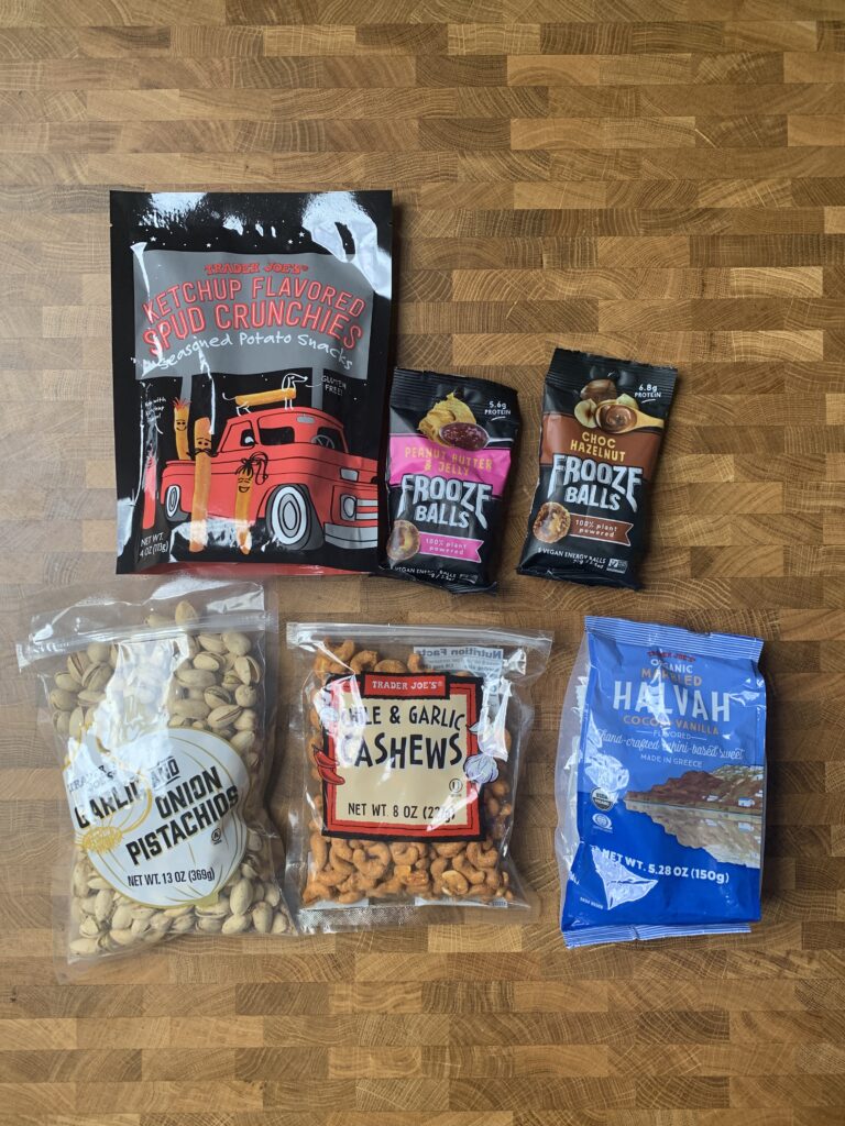Vegan snack items from Trader Joes.