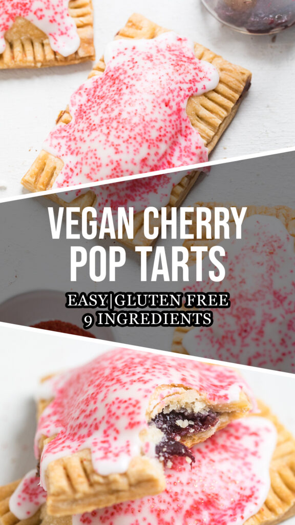 A collage of Vegan cherry pop tarts.
