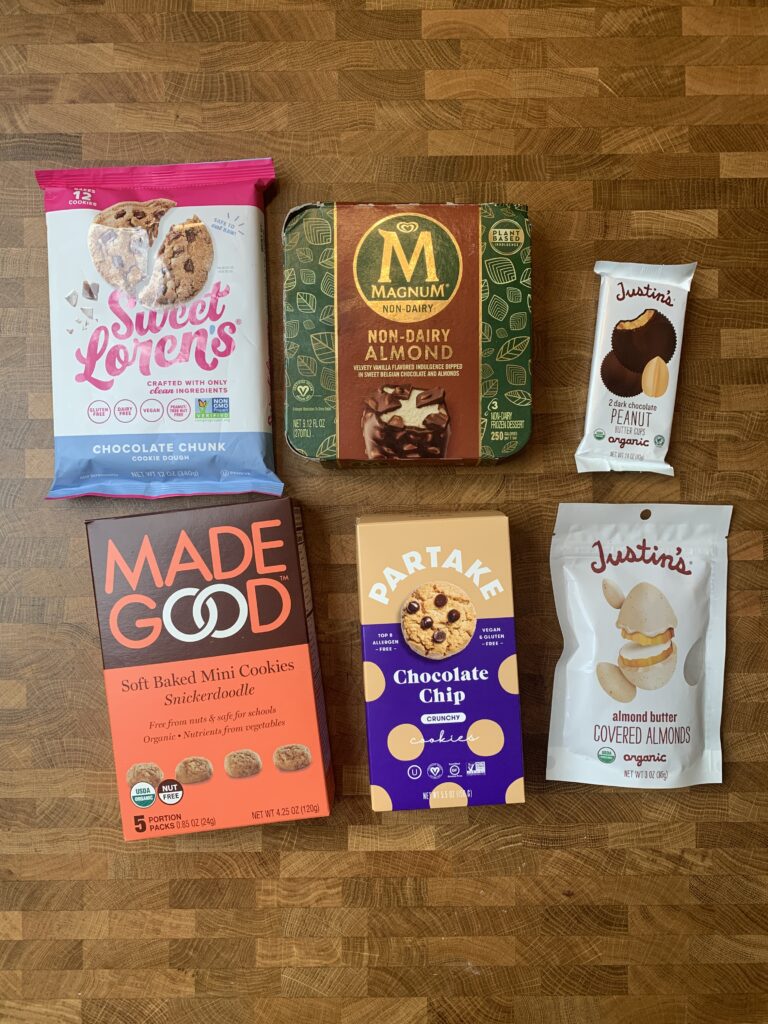 An assortment of frozen vegan desserts and snacks from Target.