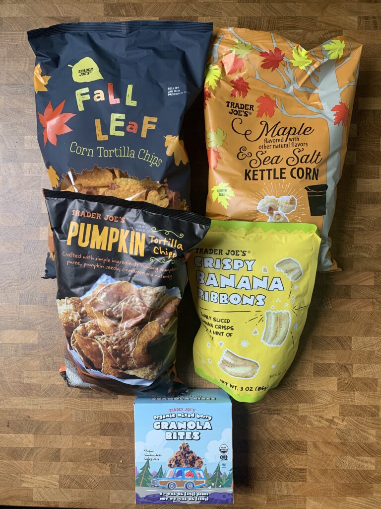 vegan snack products from Trader Joe\'s from fall 2020.