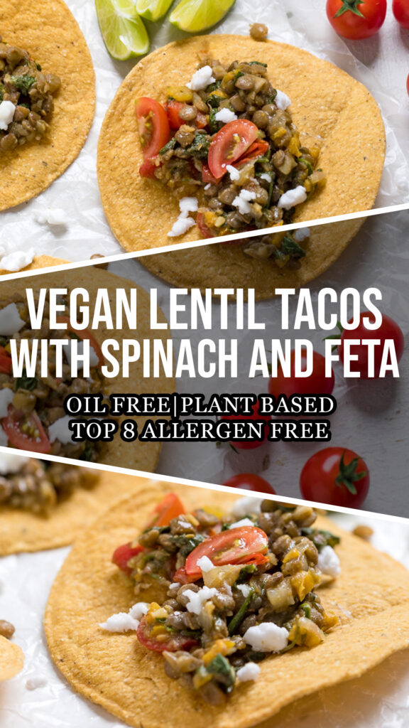 A collage of vegan lentil tacos.