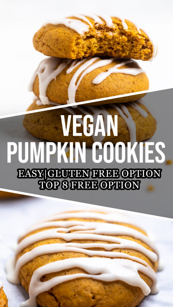 A collage of vegan pumpkin cookies.
