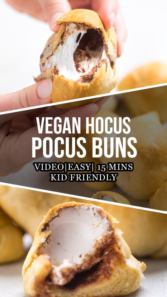 A collage of Vegan Hocus Pocus Buns.