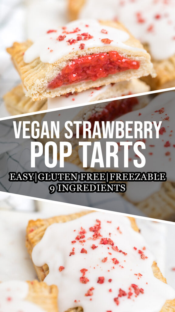 Collage of vegan strawberry pop tarts.