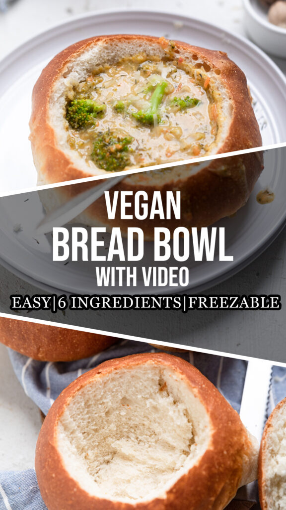 A collage of vegan bread bowls.