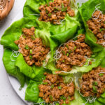 A serving plate of Copycat P.F. Chang's Vegan Lettuce Wraps.