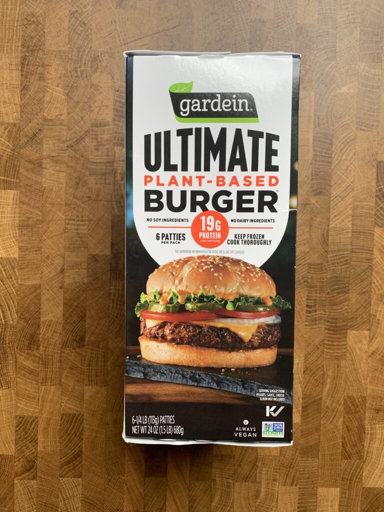 Gardein ultimate plant-based burger box.