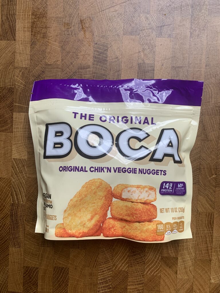Boca original chik\'n veggie nuggets package.