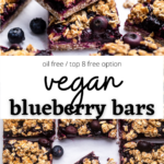 a collage of vegan blueberry bars.