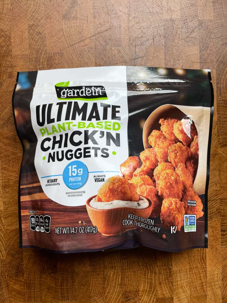 Gardein ultimate plant-based chick\'n nuggets package.