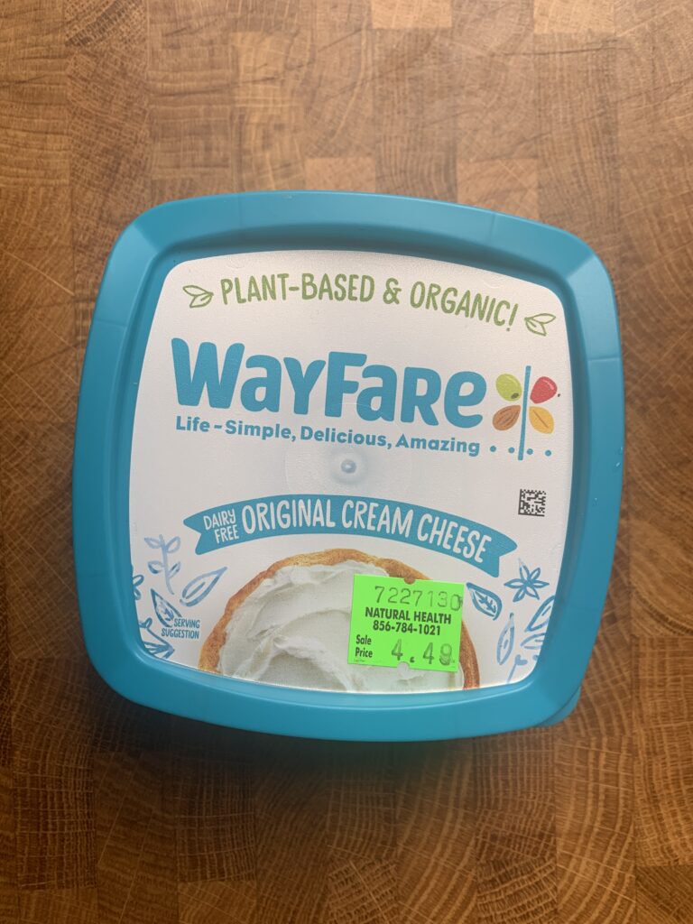 WayFare plant-based original cream cheese container.