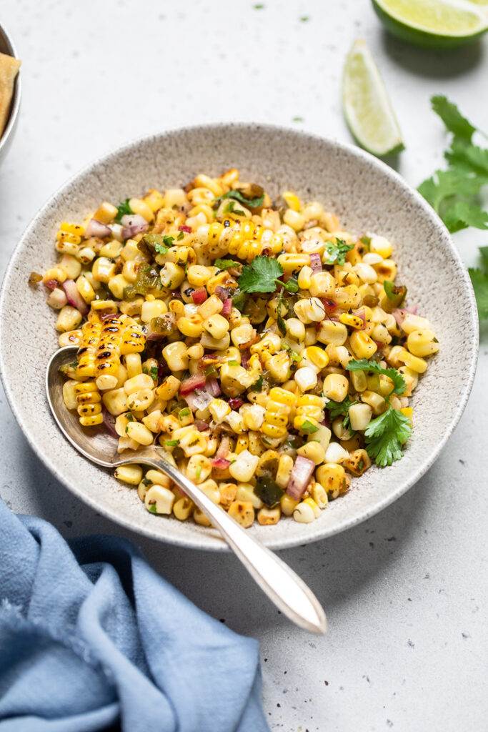 chipotle roasted corn salsa copycat Chipotle ingredients in a bowl.