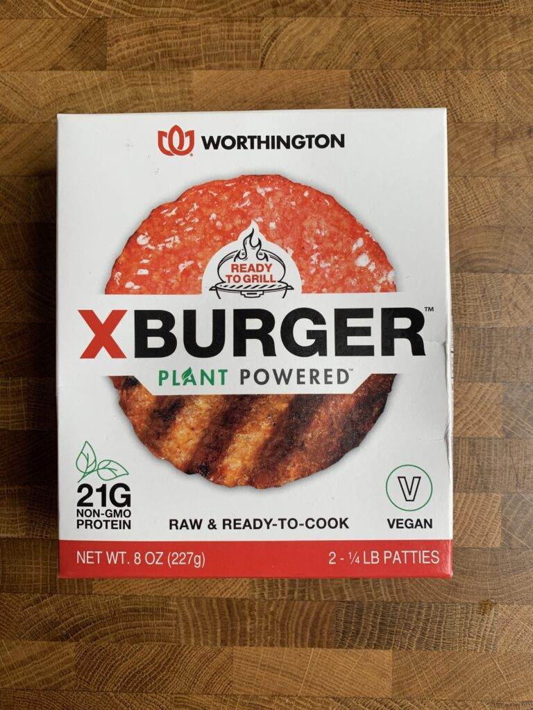 XBurger vegan burger patty in package.