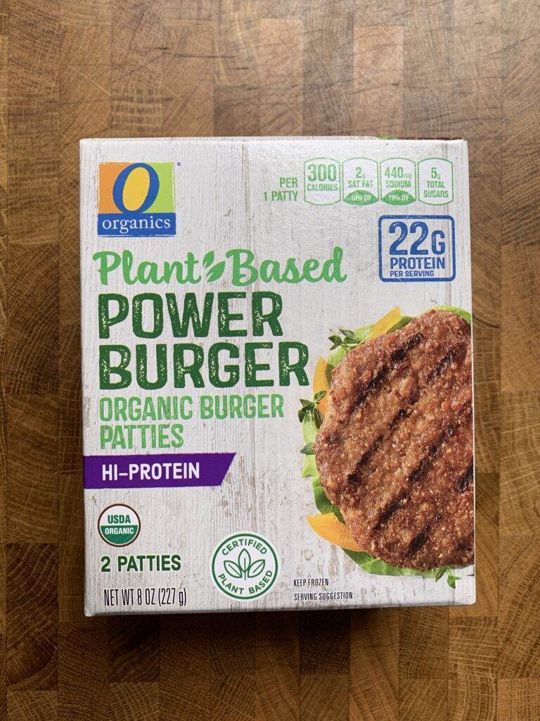 O Organics plant-based power burger package. 