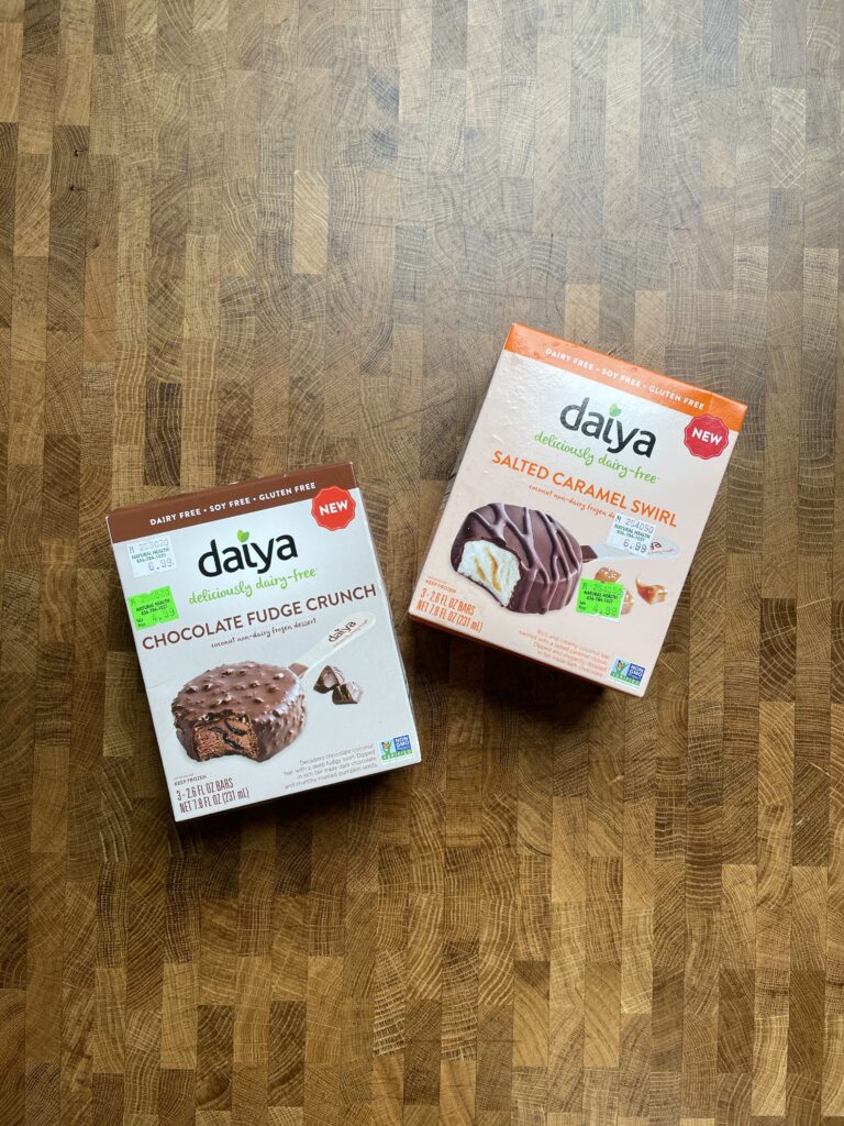 Daiya vegan ice cream bars packages. 