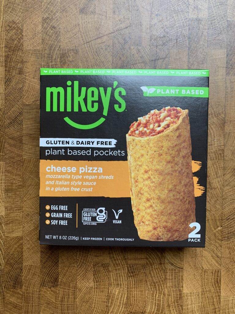 Mikey\'s dairy free pizza pocket box.