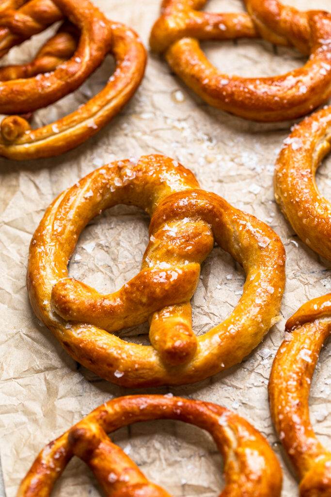 A perfectly twisted vegan soft pretzel. 