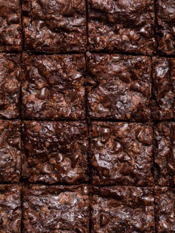 top of best vegan brownies cut into squares.