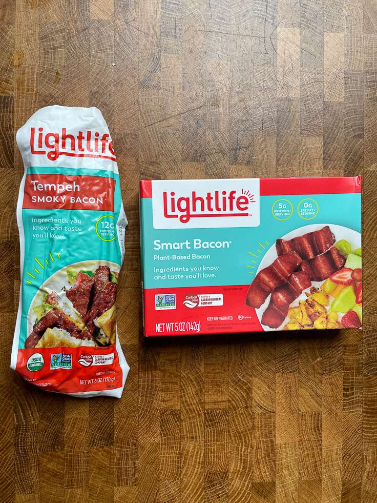 Lightlife smart bacon and tempeh packages. 