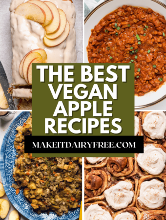 Four apple recipe photos with the words the best vegan apple recipes overlayed.