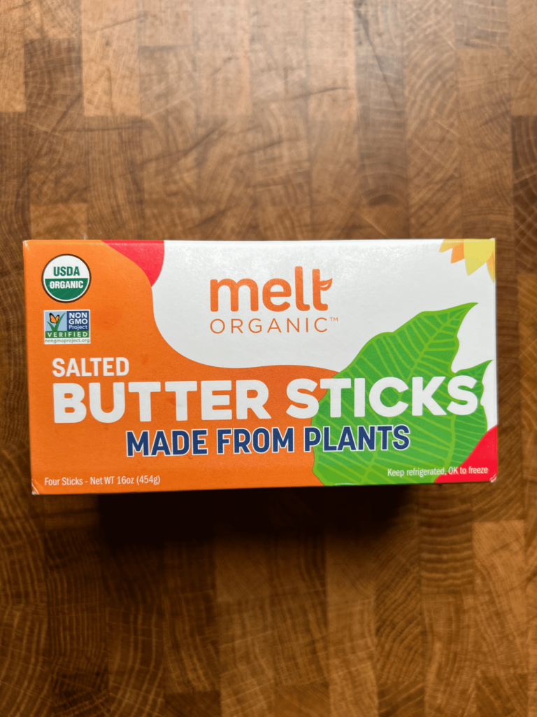 Melt organic salted butter sticks package.