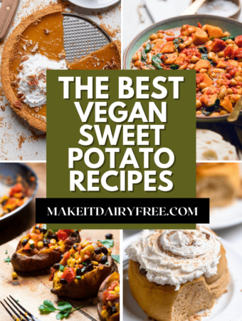 A collage of four sweet potato recipes with words the best vegan sweet potato recipes overlayed.
