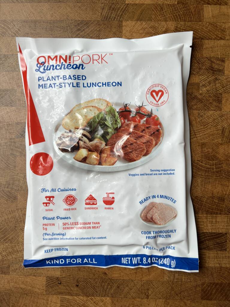 A bag of OmniPork luncheon. 