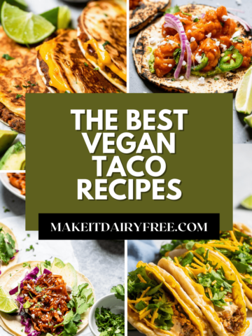 a variety of taco photos in a collage with the words the best vegan taco recipes overlayed.