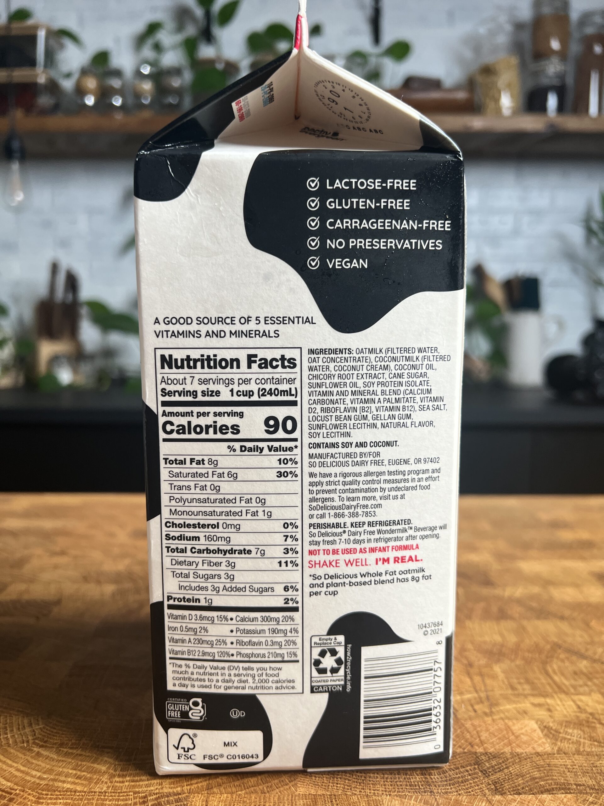 So delicious whole fat Wondermilk with nutrition facts.
